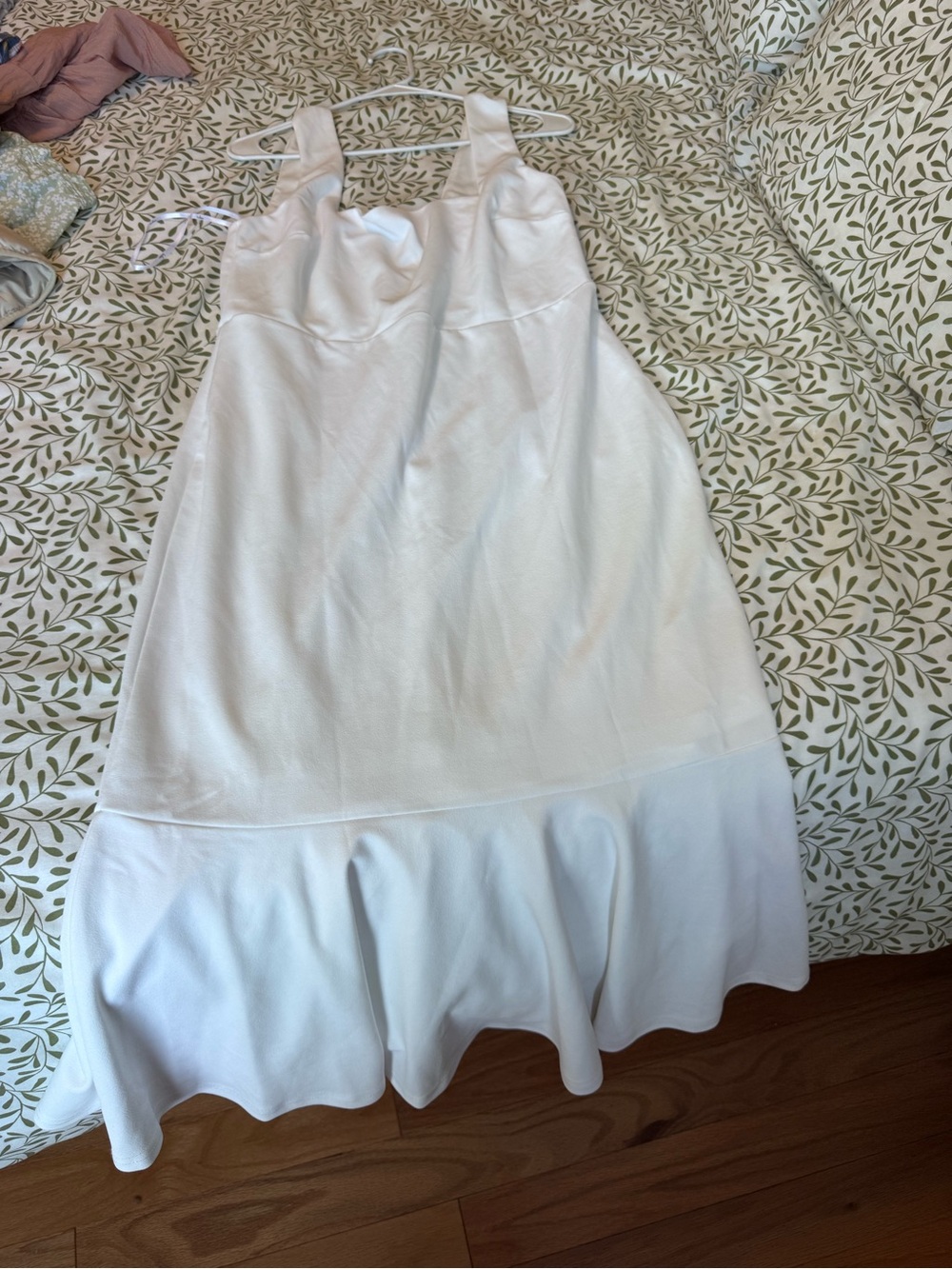 White Sleeveless Ruffled-Hem Dress